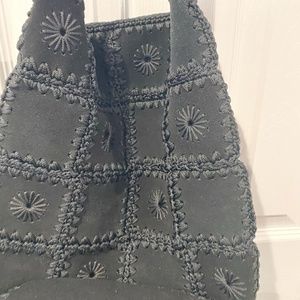 ABRO Black velvet Patch Purse Vintage Shoulder Bag